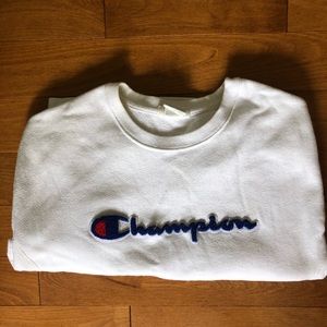 CHAMPION reverse weave white crew neck